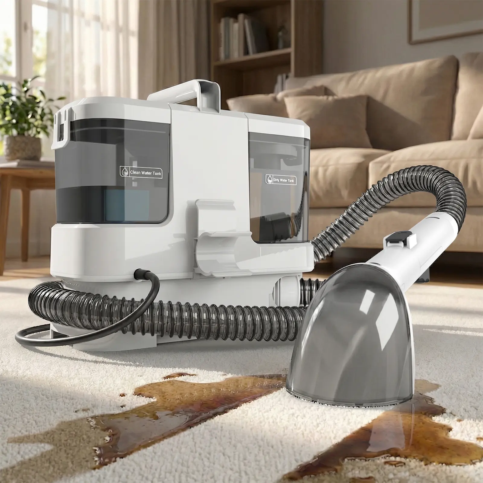Lubluelu Spot Cleaner for Carpets & Upholstery – 450W, 13.5KPa Strong vacuum Suction for Pet Stains, Couch, Car Seats & Mattress, Self-Cleaning Hose, Dual Water Tanks carpet cleaner machine,dorm essentials,home essentials