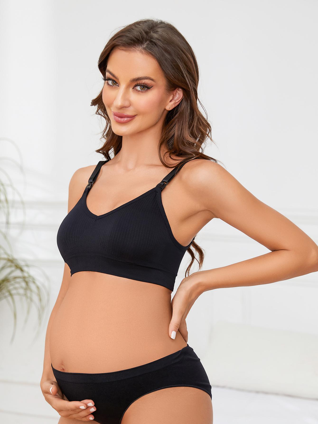 3PCS Wireless Maternity Nursing Bra with Easy Access Clips, Soft and Seamless Design for Daily or Night Use supportive Breathable Underwear Postpartum Outfits
