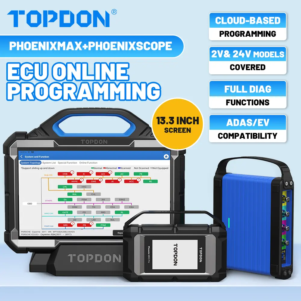 TOPDON Phoenix Max All-in-1 Large Screen Wireless OBD2 Bluetooth Diagnostic Code Reader & Scanner, Digital Automotive Tester, Car Repair Tool with Bidirectional Control, ECU Coding, All-System Programming, Obd2 Bluetooth Diagnostic Code Readers & Scanners
