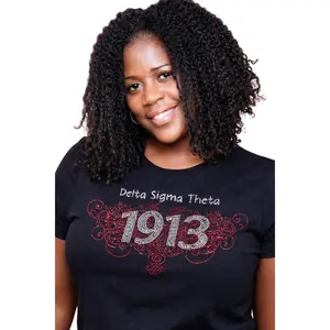 Delta Sigma Theta 1913 Rhinestone Heritage Tee – Black DST Sorority Shirt