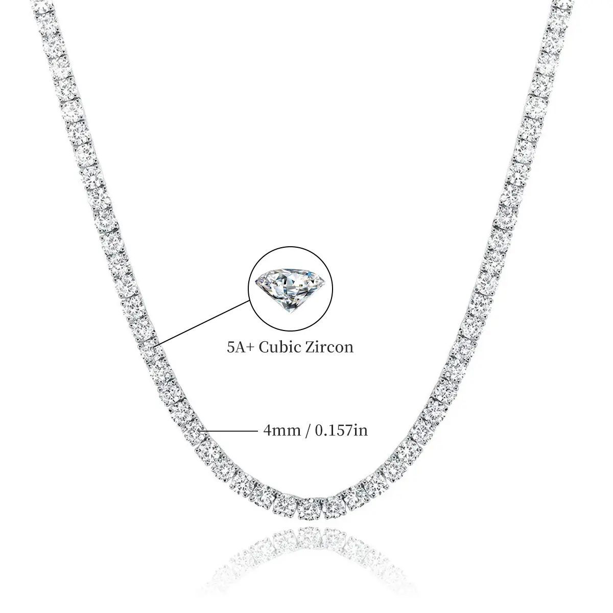 MDFUN Iced Out Tennis Chain Necklace, 3-6mm CZ Bling Chain, Luxury Hip Hop Costume Jewelry for Men & Women, Mens Gifts, Stylish Accessories, Accessories For Women, Gifts For Him, Guys Gifts