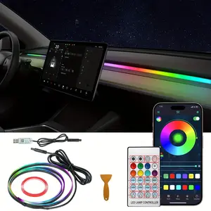LED Color Cold Light Wireless Decoration Car Accessories Remote Control Atmosphere Lamp 110cm+110cm nilight truck Car LED rechargeable wireless