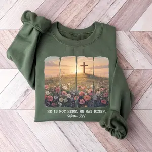He Is Not Here He Has Risen Sweatshirt, Easter Christian Sweatshirt, Jesus Easter Gift, Easter Sweatshirt - LORA ATCHER