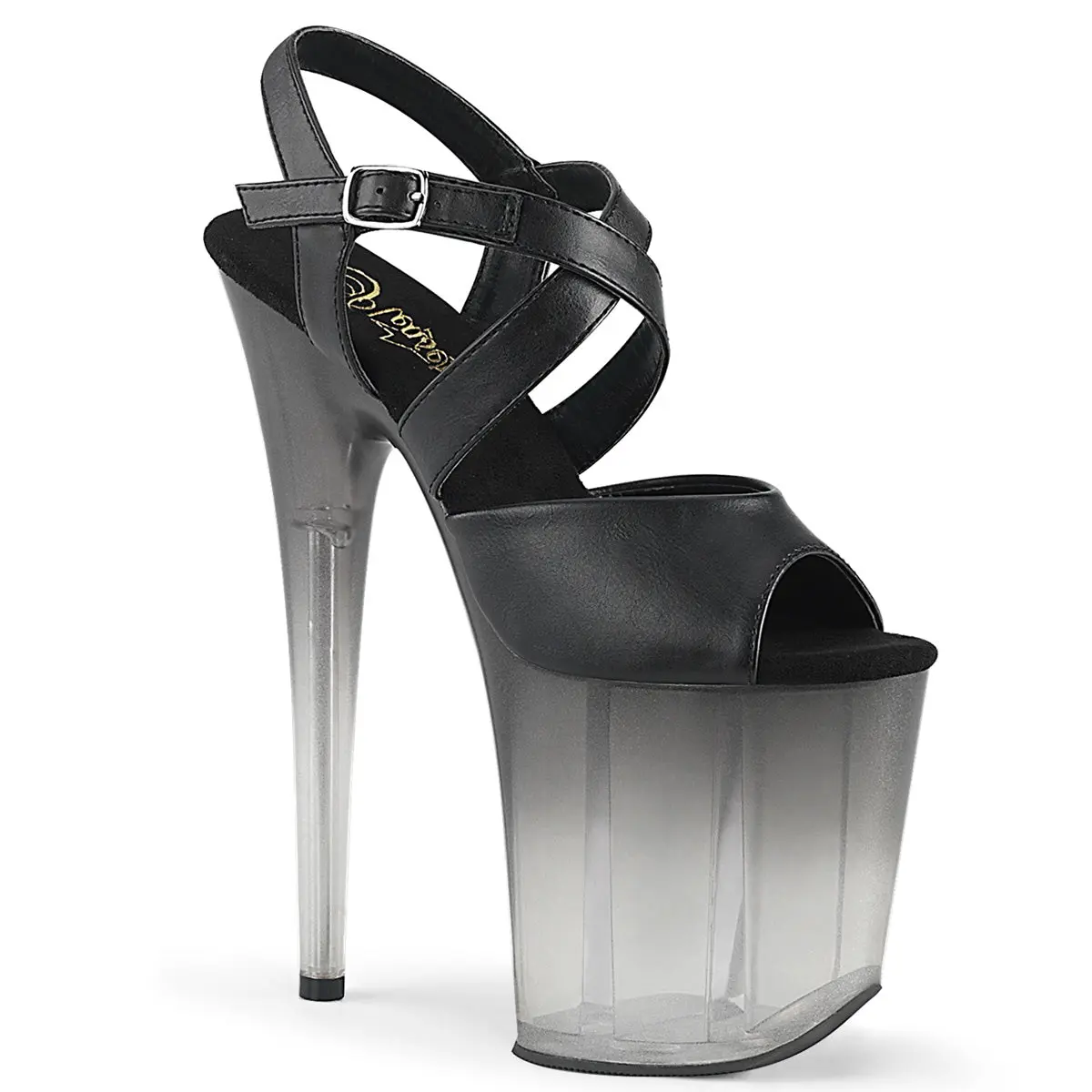 Pleaser 822T Women's Stylish High Heel High Platform Sandals, Black Vegan Leather Heels Shoe, High Heels, Elegant