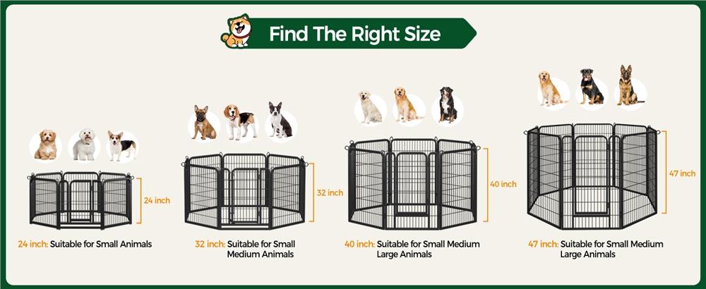 【Heavy Duty】Yaheetech Dog Playpen 6/8/12/16 Panels Metal Pet Playpen, Outdoor Indoor Dog Exercise Barrier Fence, 24/32/40/47 inch 【Heavy Duty】Yaheetech Dog Playpen 6/8/12/16 Panels Metal Pet Playpen, Outdoor Indoor Dog Exercise Barrier Fence, 24/32/40/47 inch