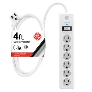 GE 6-Outlet 4ft. Surge Protector with Twist-to-Close Safety Covers, White