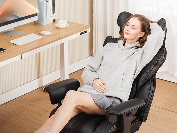 【2026 Super Luxury Sofa Chair】Can withstand a weight of 400 pounds. This is an ergonomic gaming chair featuring luxurious embossed leather, footrest, adjustable 150° backrest, adjustable armrests, and an inbuilt spring support system.