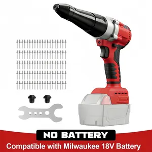 Brushless Cordless Rivet Gun – Compatible with Milwaukee M18, Includes 100 Stainless Steel Rivets, For 1/8"–3/16" Blind Rivets (No Battery)