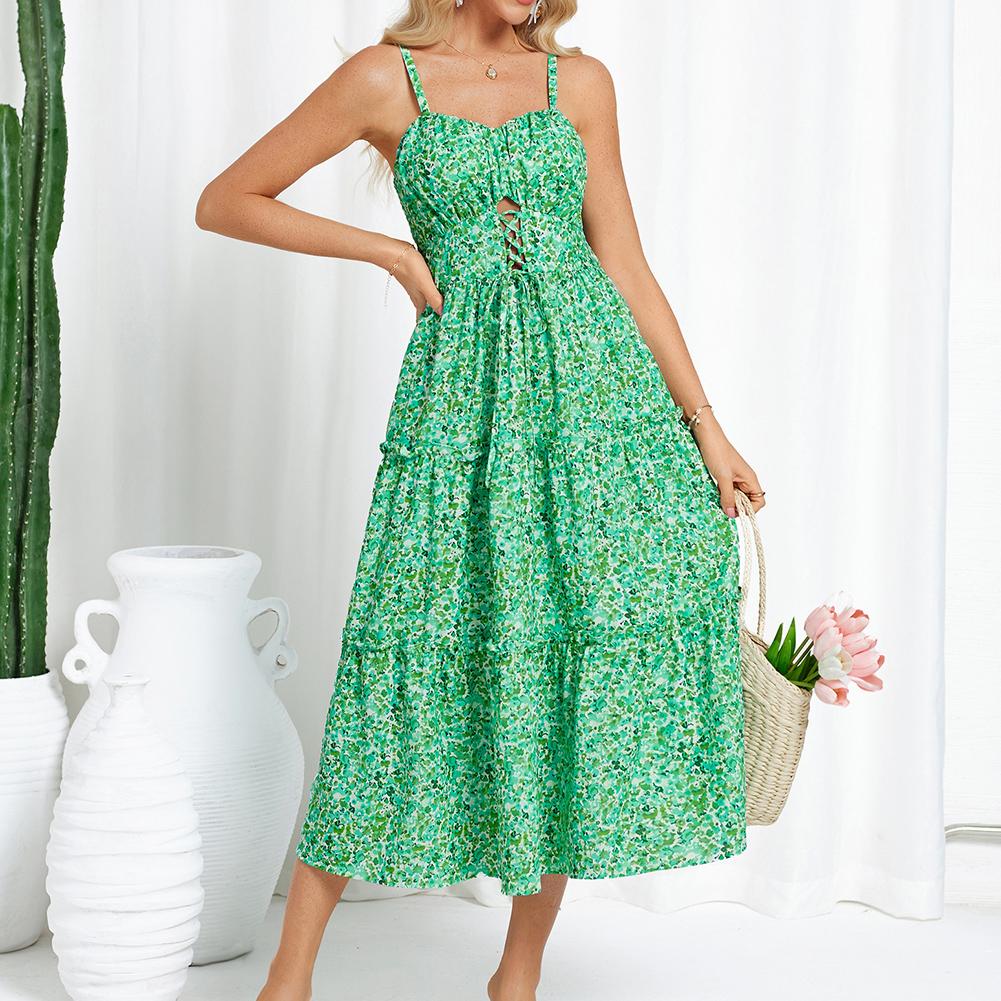 【Valentine's Day Limited】Grace Karin GRACE KARIN Women's Summer Floral Dress Spaghetti Strap Smocked Tiered Casual Boho Maxi Long Sundress with Pockets