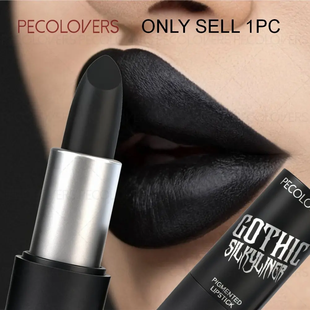 1PC Velvet Matte Black Lipstick Makeup, Longlasting Matte, Rich Gothic Style, Non-sticky Formula,  Non-stick Cup, Create A Charming Look, Lip Flawless