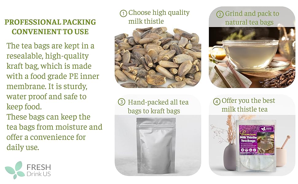 【FreshDrinkUS】 Premium 135 Milk Thistle Tea Bags, 100% Natural & Pure from Milk Thistle Seeds. Milk Thistle Seed Herbal Tea. Milk Thistle Seed Tea. Made with Natural Material Tea Bags. No Sugar, No Caffeine, No Gluten, Vegan. Beverage 【FreshDrinkUS】 Premium 135 Milk Thistle Tea Bags, 100% Natural & Pure from Milk Thistle Seeds. Milk Thistle Seed Herbal Tea. Milk Thistle Seed Tea. Made with Natural Material Tea Bags. No Sugar, No Caffeine, No Gluten, Vegan. Beverage