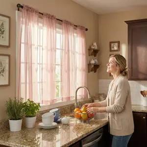 Cozy Curtain 4 Panels 52X63Inch Soft Snow Voile Sheer Curtains With Rod Pocket Design Bohemian Style For Bedroom & Living Room Easy Installation Ft2522 Interior Decoration Accessories Kitchen