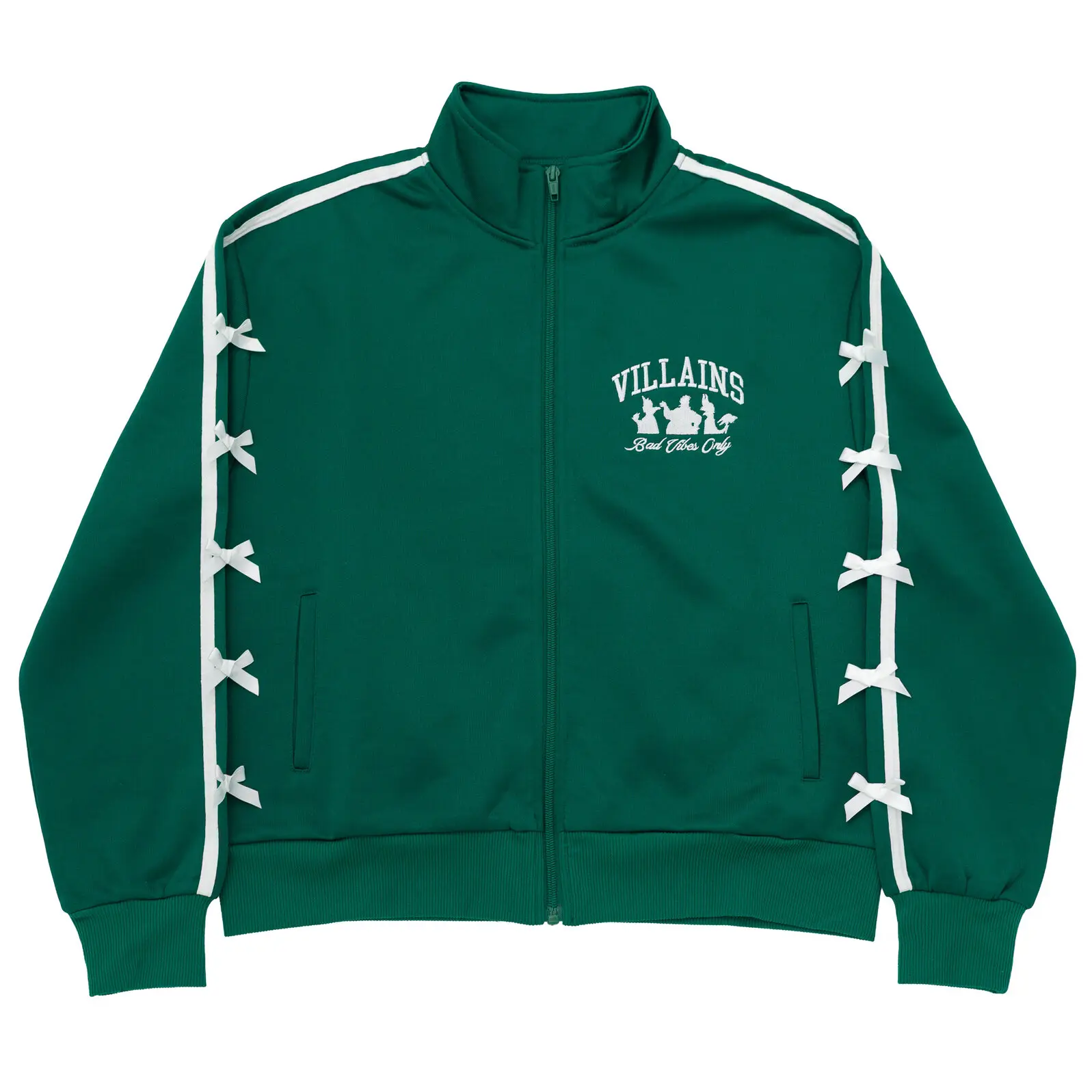 Disney Princess Women's Graphic Drop Shoulder Zip Front Track Jacket Green Villains