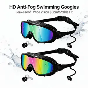 Swim Goggles 2 Pack with Waterproof Earplugs& Nose Clip Wide View Anti-Fog/UV for Adults & Kids Full-Coverage, Best Swimming Goggles with Comfort and Fit