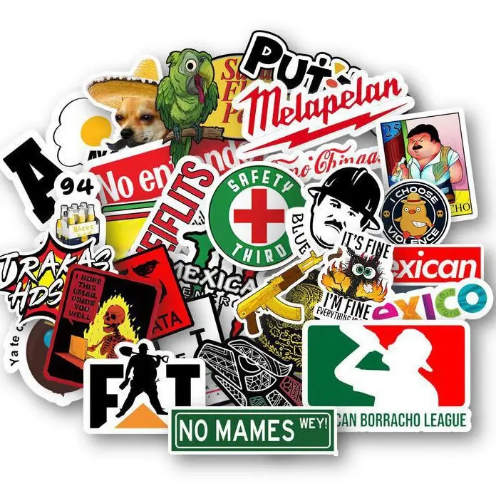30pcs Funny Mexican Blue-Collar Bold Humor Decal Stickers - 3mm Waterproof Self-Adhesive Vinyl Pack, Snarky Jobsite Jokes, Worker Gifts for Hard Hats, Toolboxes, Coolers, Bumpers, Grease-Resistant, Dishwasher-Safe, Funny Stickers