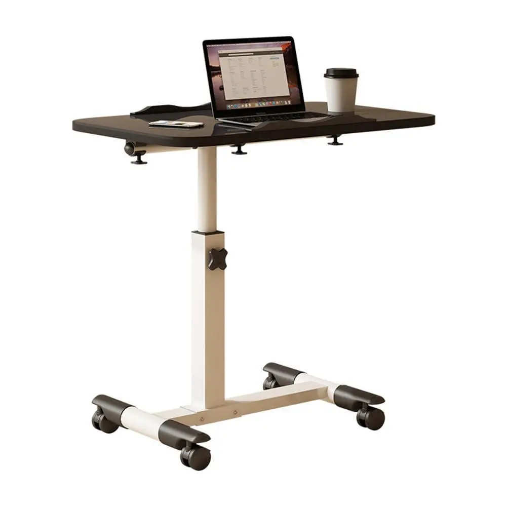 Gaomon Adjustable Foldable Overbed Desk with Wheels - Sturdy Black Metal Frame, 40x20 cm, 69-90 cm Height, Portable Work Station for Drawing, Overbed Desk Use
