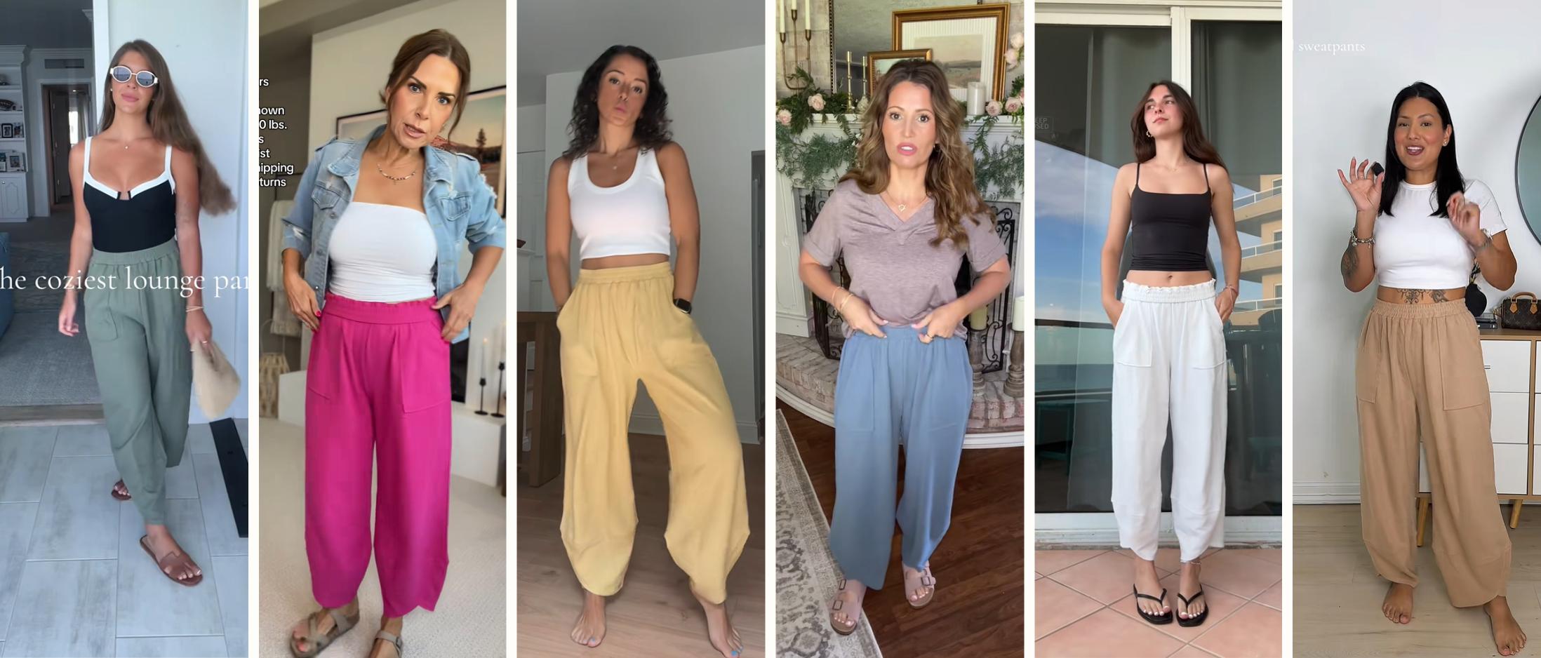 SCUSTY Womens Baggy Wide Leg Pants Casual Loose Elastic Waisted Palazzo Harem Pants with Pockets SCUSTY Womens Baggy Wide Leg Pants Casual Loose Elastic Waisted Palazzo Harem Pants with Pockets