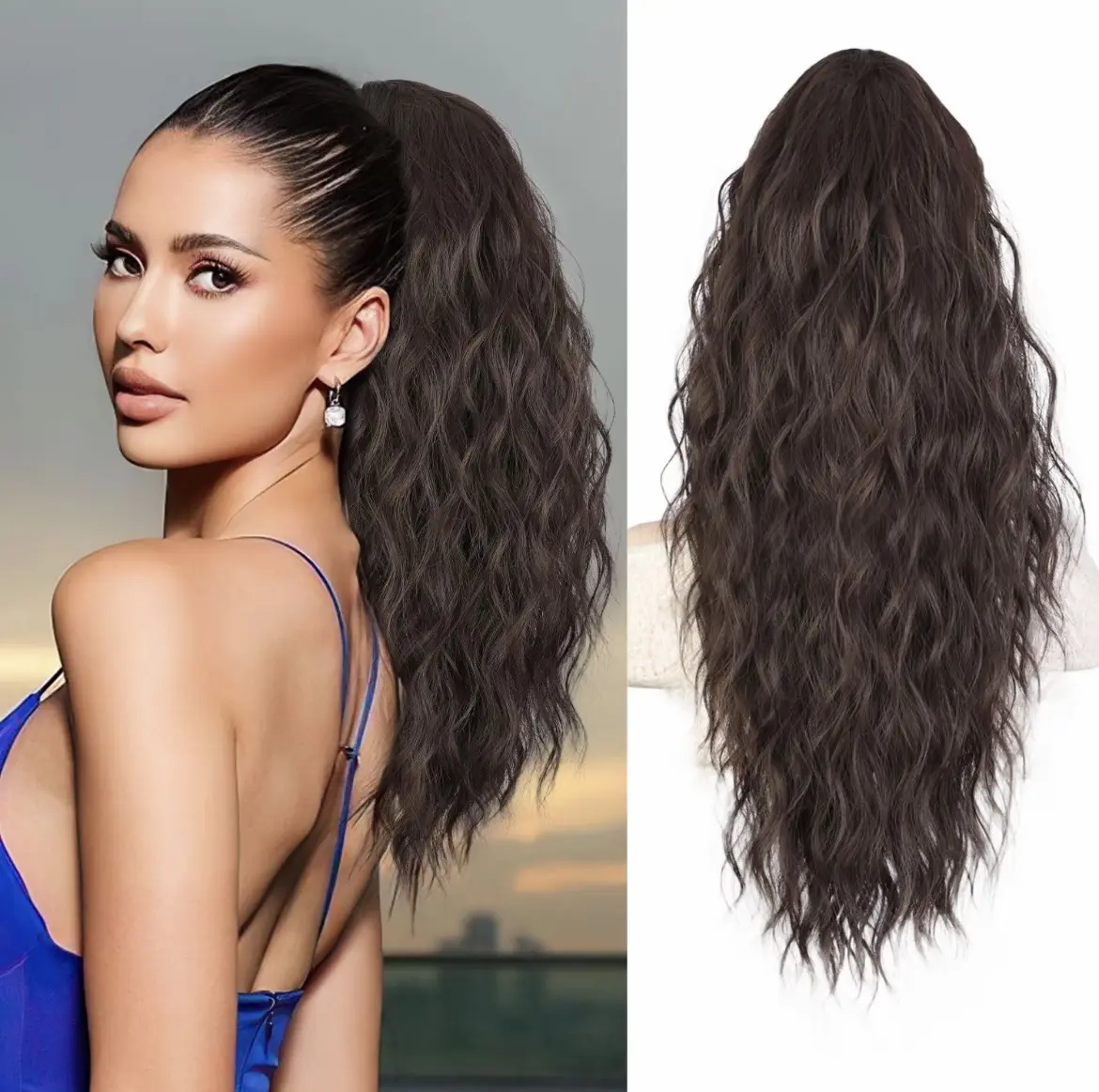 20''-30‘’Claw Clip Ponytail Extension for Women Fake Ponytail for Daily Wear Soft Wavy Curly Clip in Hair Extensions