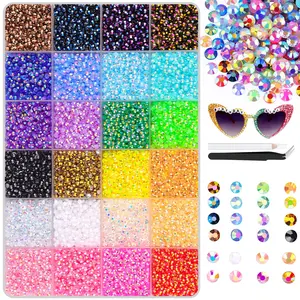 30000Pcs Resin Jelly Rhinestones for Crafting Bedazzling, Multicolor 3mm Flatback Gems for Crafts Clothing Clothes Tumblers Shoes Nails, Flat Back Mixed Color Bulk Bedazzler Kit Jewels with Gifted Tools