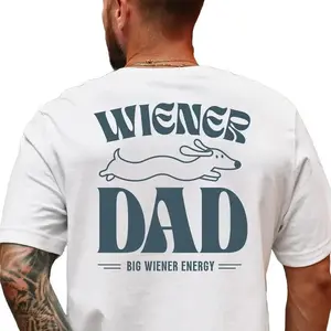 Wiener Dog Shirt for Men, Dog Dad T-Shirt, Big Wiener Energy T-Shirt, Funny Dachshund Shirt, Wiener Dad graphic design unisex cotton t-shirt 2 christmas thanksgiving fathersdaygift