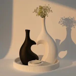 Modern Heart-Shaped Decorative Vase Set – 4 Pieces