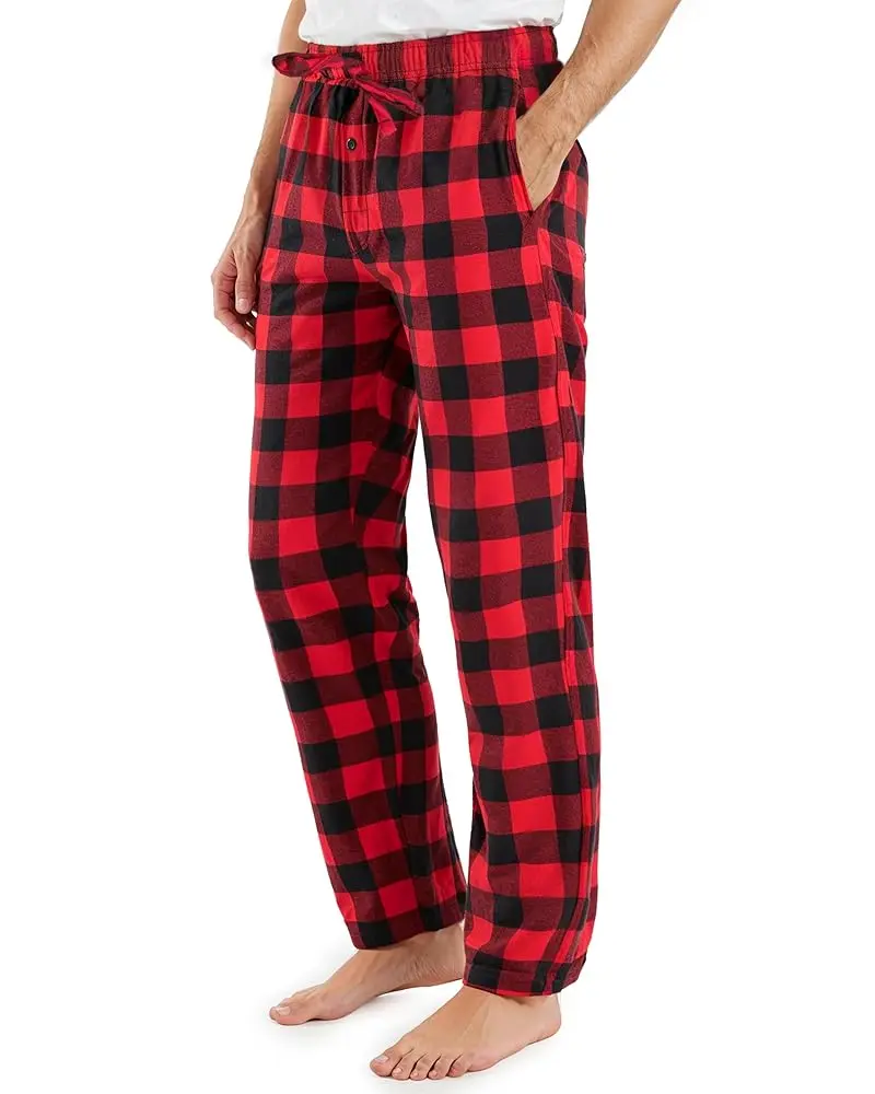 Ny Threads Men's Soft Cotton Flannel Pajama Pants - Relaxed Fit, Elastic Waist, Comfy Casual, Button Fly, Side Pockets, Lightweight Cool Weather Sleepwear/Pyjamas, Small Menswear, Machine Wash, Do Not Dry Clean, Warm Iron If Needed