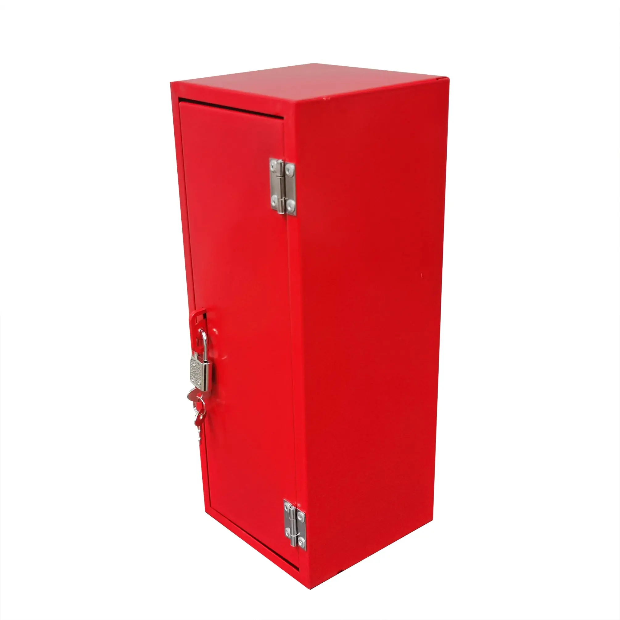 4.2X4.2X11" Red Mini Metal Locker with Key Lock Small Personal Storage Cabinet 10161-new
