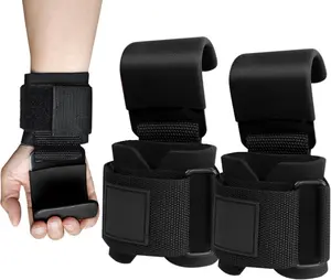 Weight Lifting Hooks (Pair), Heavy Duty Power Wrist Straps for Deadlift and Powerlifting, Adjustable Hand Grip Support.