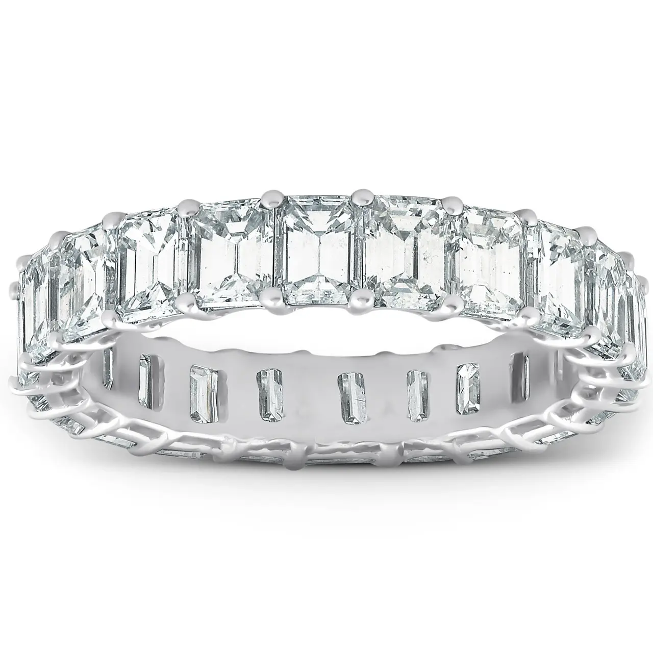 Platinum 4.60 Ct Emerald Diamond Eternity Ring Womens Anniversary Band Lab Grown