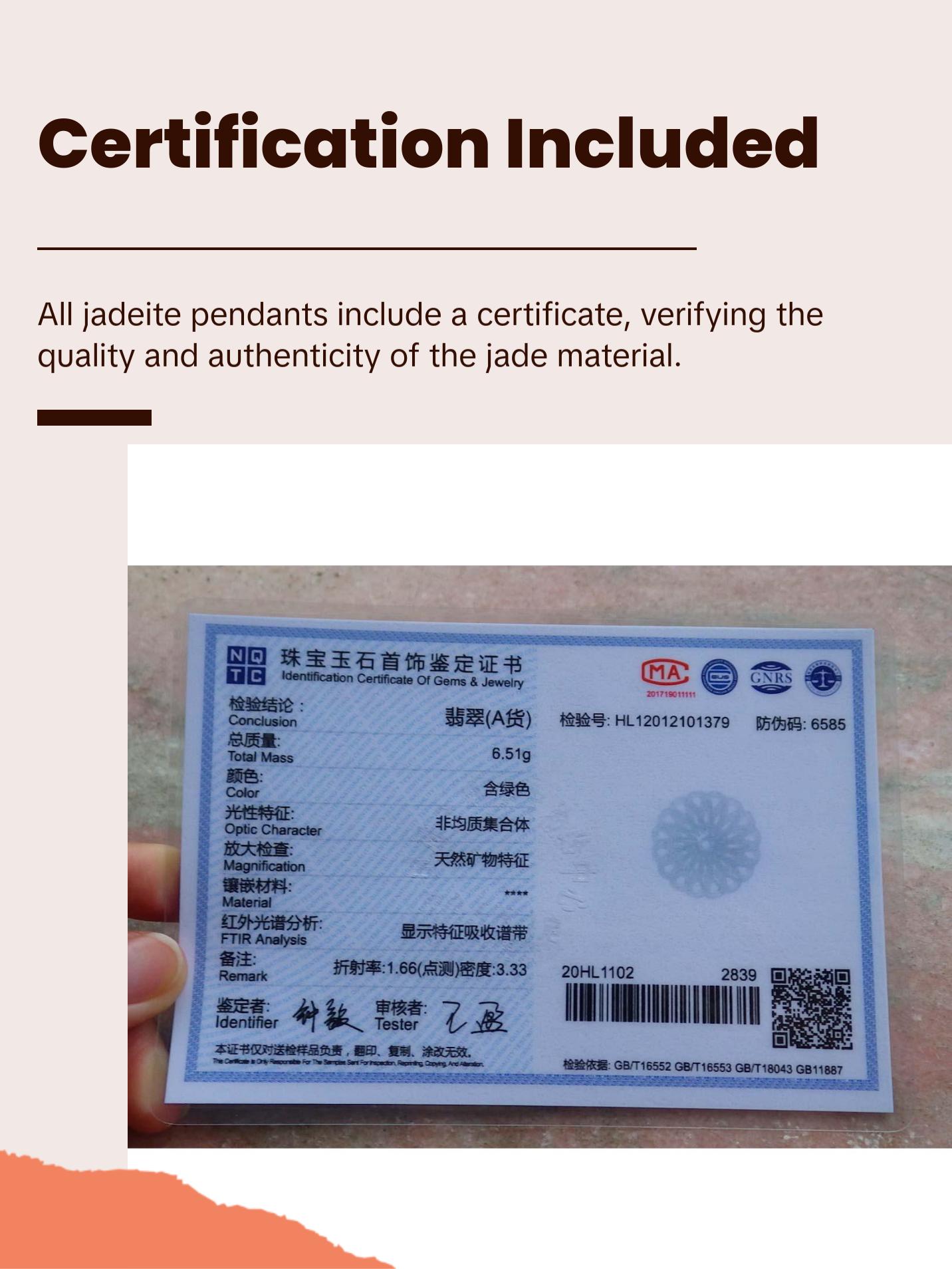 Certified Hand Carved Light Green Natural Myanmar Burma A Jade jadeite Coin Knotte Flower Circle Pendant Necklace