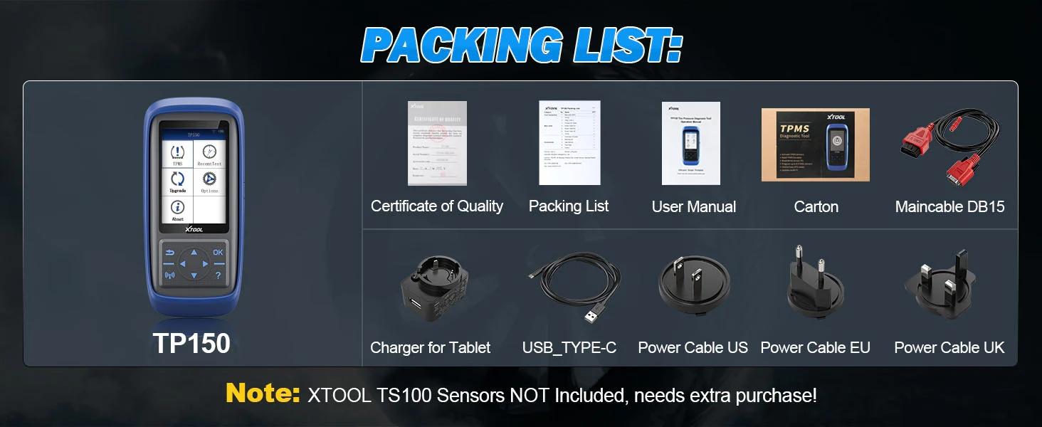 [Summervibes] XTOOL TP150 TPMS Programming Tool, 2026 TPMS Relearn Tool, Activate/Relearn/Diagnosis All Known TPMS Sensors, Program TS100 Sensors (315/ 433MHz), TPMS Reset Tool TPMS Programmer