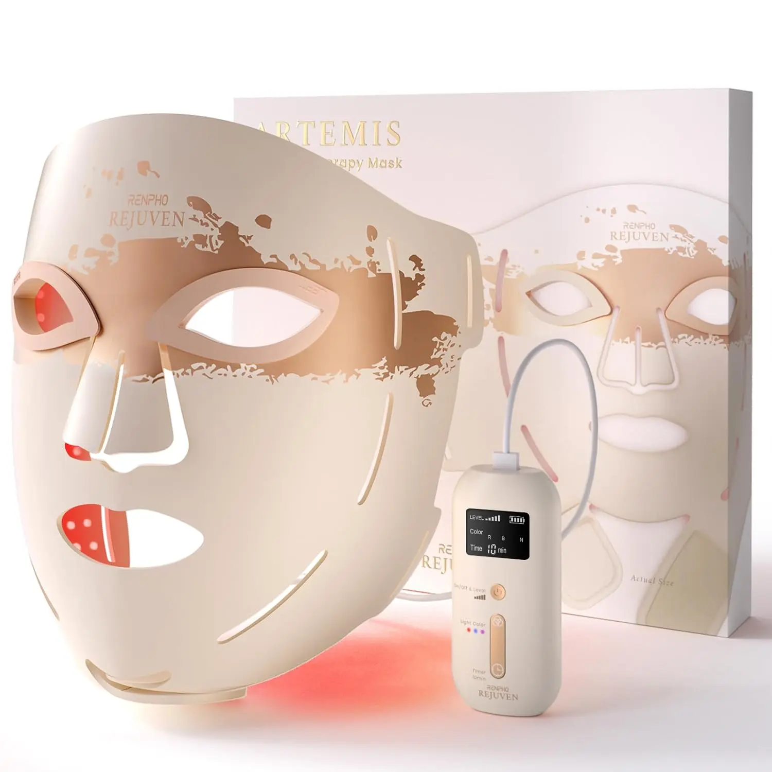 RENPHO Artemis Red Light Therapy Mask 3 Light Modes with 850nm Near-Infrared Red Light (NIR), Gift Choice for Women Mom Wife Rechargeable LED Face Mask Anti-Aging Skincare at Home and Travel, SummerVibes