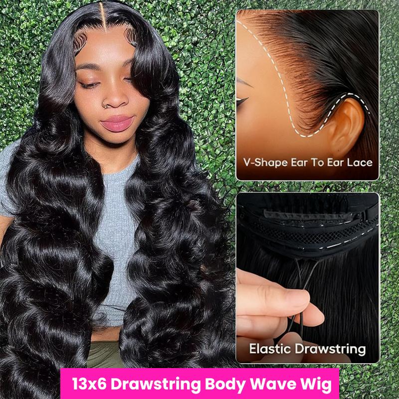 Bling Hair Glueless Wigs Human Hair Pre Plucked Pre Cut 7x5 Glueless 16-34 Inch Body Wave 13x4/6 Drawstring Human Hair 180% Put on And Go Glueless Wig For Black Women