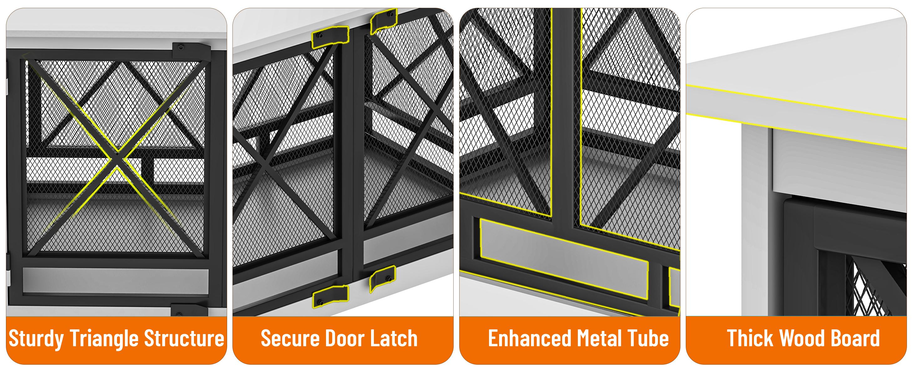 【TreasureFinds】COZPAW Dog Crate Furniture - 48 inch Heavy Duty Dog Crate Furniture for Extra Large Breed with Double Doors, Wooden XXL Modern Decorative Indoor Large Pet Kennel Side End Table TV Stand (White)