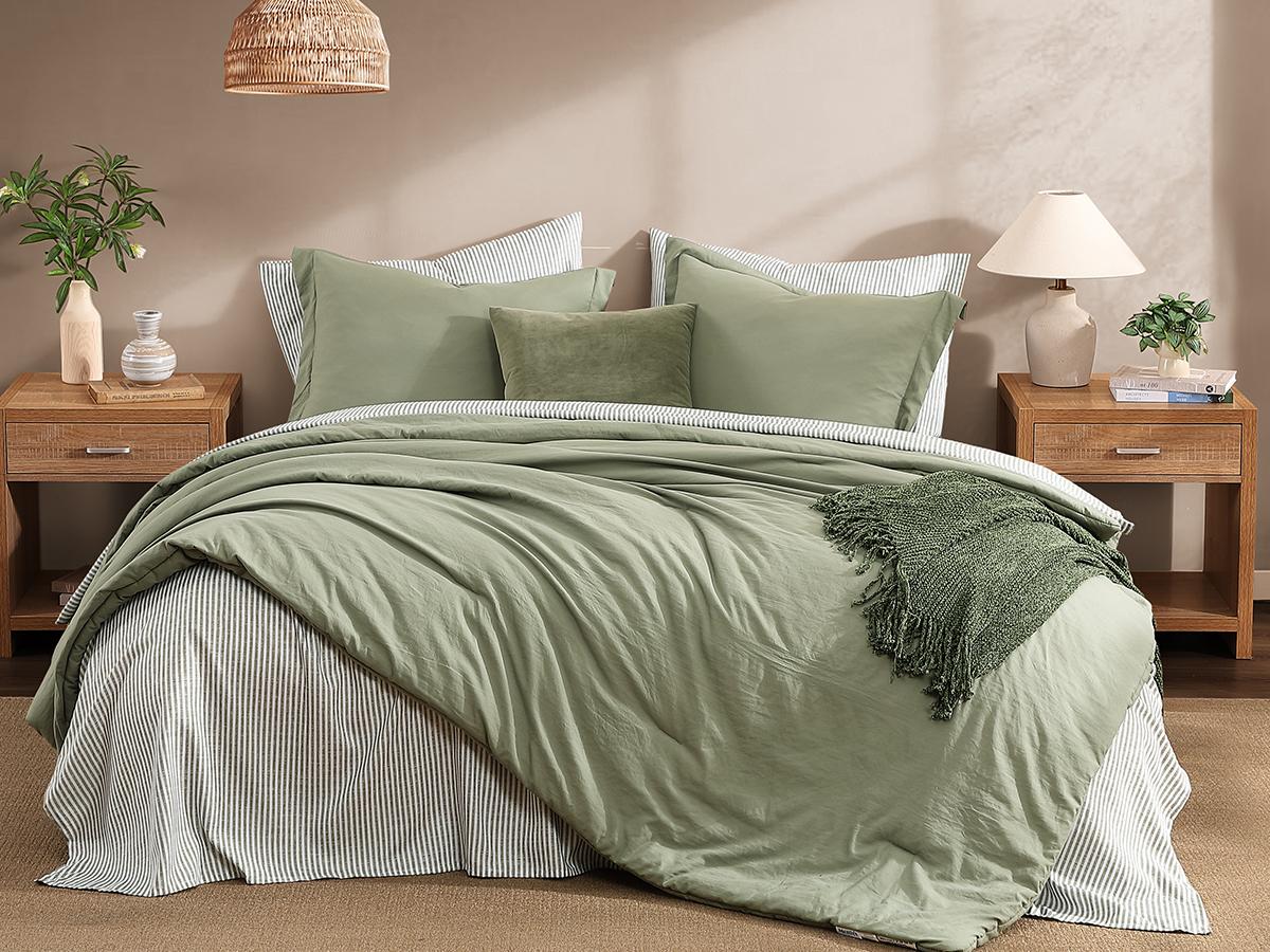 Monbix 7-Pieces Comforter Set, Modern Farmhouse Coastal Style Bedding, 1 Single-Stitch Comforter, 2 Pillowcases, 2 Shams, 1 Flat & 1 Fitted Sheet