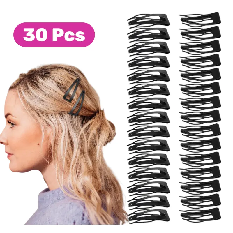30Pcs 2" Metal Snap hair Clips - Non-slip Side Clip BB Clip,hair Barrettes for Kids Women Girls,Button Bobby Pin,hair Accessories Gift