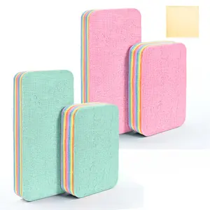 Peel-off Ultra-Fine Microfiber Sponge 4-Pack 12-Layer Peelable PVA Cleaning Pads Super Absorbent Non-Scratch Rainbow Sponges for Kitchen Bathroom Glass Car Cleaning