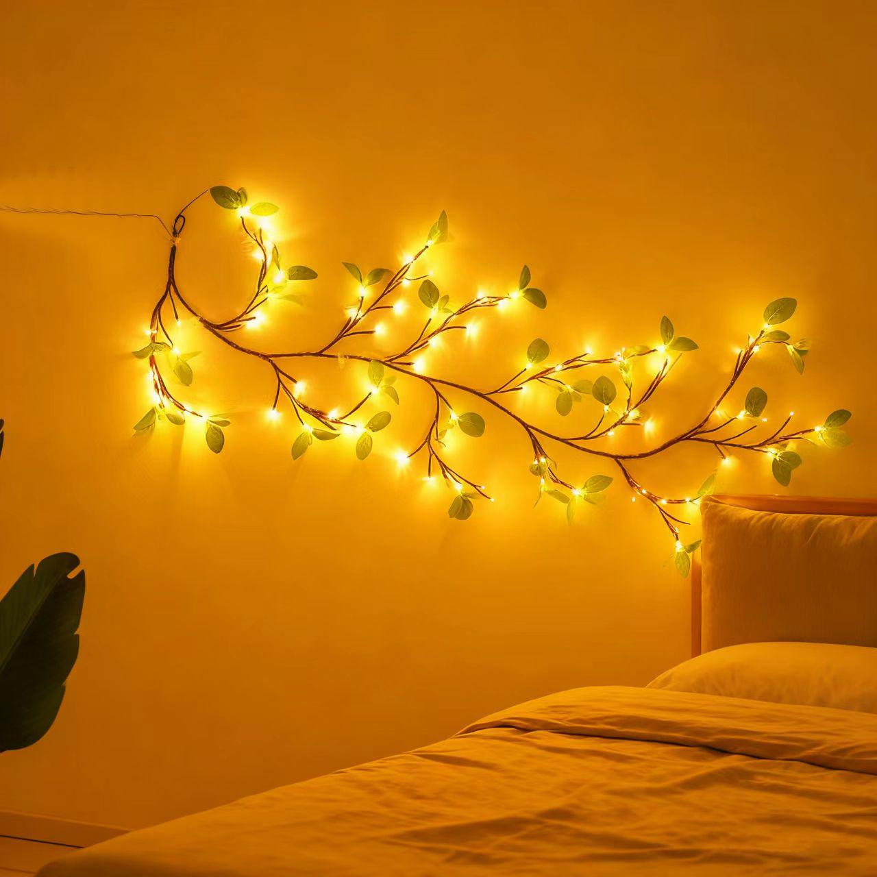 Leaf String Lights for Wall Willow Vine Tree Branch Lights Decoration Gift with 96 LED Light and Remote 8 Lighting Modes for Bedroom Wall Doors Windows Wedding Christmas