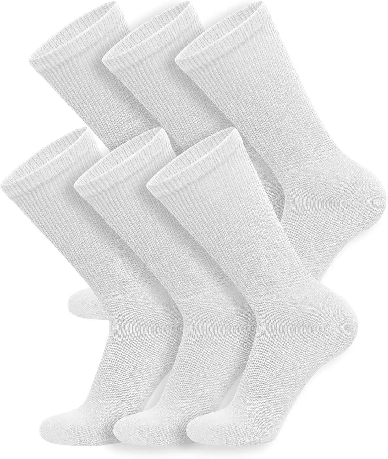 Menswear Diabetic Mid-Calf Socks for Men (Size 9-12, 6 Pairs) - Premium Quality Cotton, Therapeutic Cushioning, Lightweight Design, Better Circulation, Plain Blank Comfortable Socks