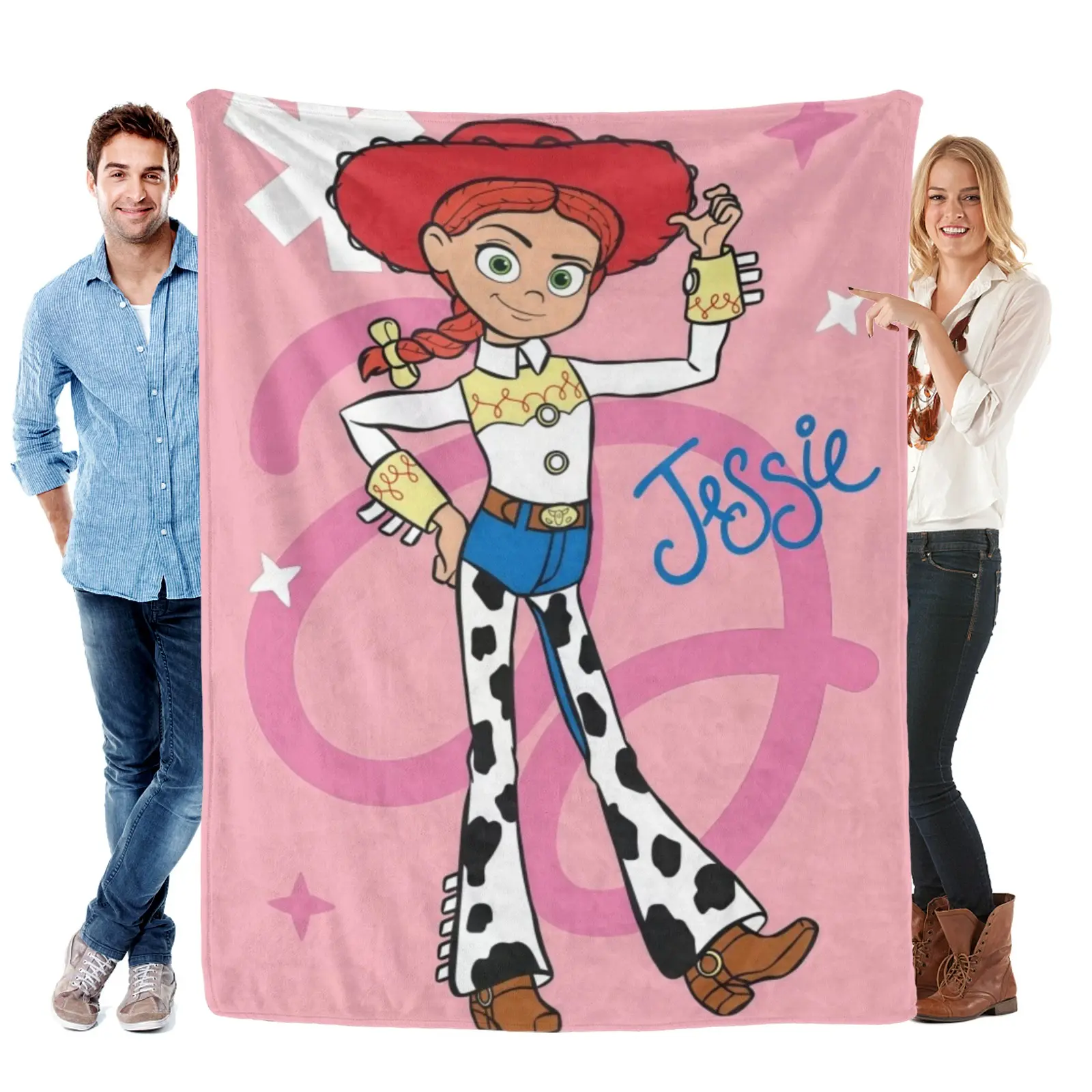 [Summervibes] Disney Jessie Cowgirl Signature Star Graphic Toy Story Blanket, Foldable Soft Disney Throw Blanket As Camping Rug, Toy Story Stuff Travel Use