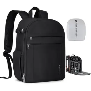 K&F CONCEPT Lightweight Durable Professional Camera Backpack Bag - Detachable Tripod Strap, Rain Cover, Compatible with Canon/Nikon/Sony Cameras, Lenses, Flash, Umbrella, Stabilizer, SD Cards & Photography Gear