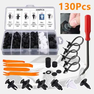 130Pcs Car Fastener Clip Kit A Set 100 Mix Bumper Door Rivet Fender Rivet Clips With 30 Tool Push Retainer Pin Rivet Bumper Door Trim Panel Retainer Clips Audio Instrument Panel Dismantle a Suit