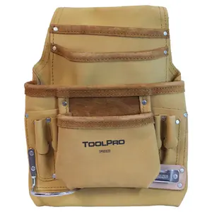 TOOLPRO 10-Pocket Nail Pouch - Top Grain Tool Bag Organizer