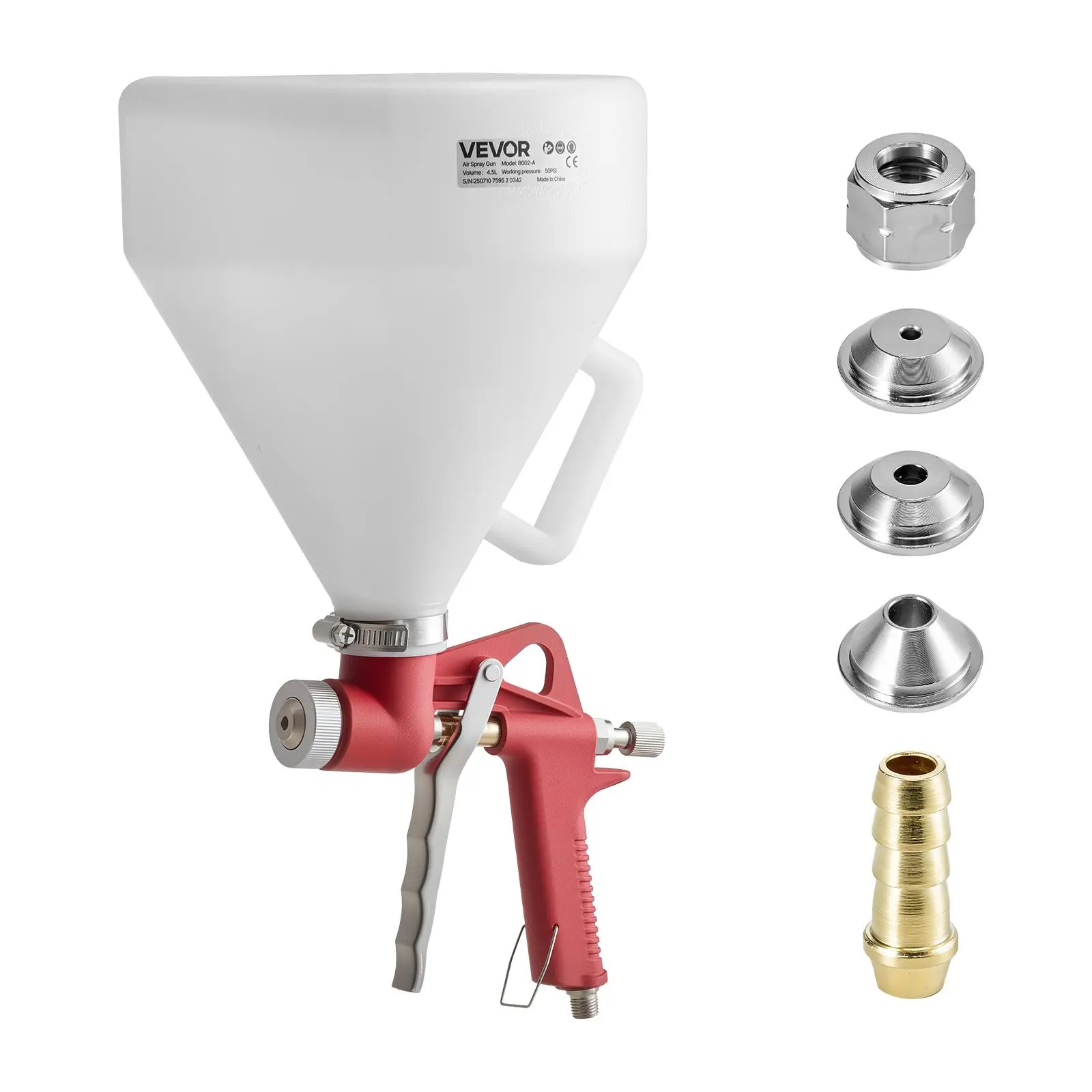 【summerfinds】VEVOR Air Texture Spray Gun, 1.45 Gallon Air Hopper Spray Gun, Professional Drywall Texture Painting Sprayer with 3 Nozzles (3.5mm, 6mm, 8mm) for Popcorn, Knockdown, Orange Peel Textures