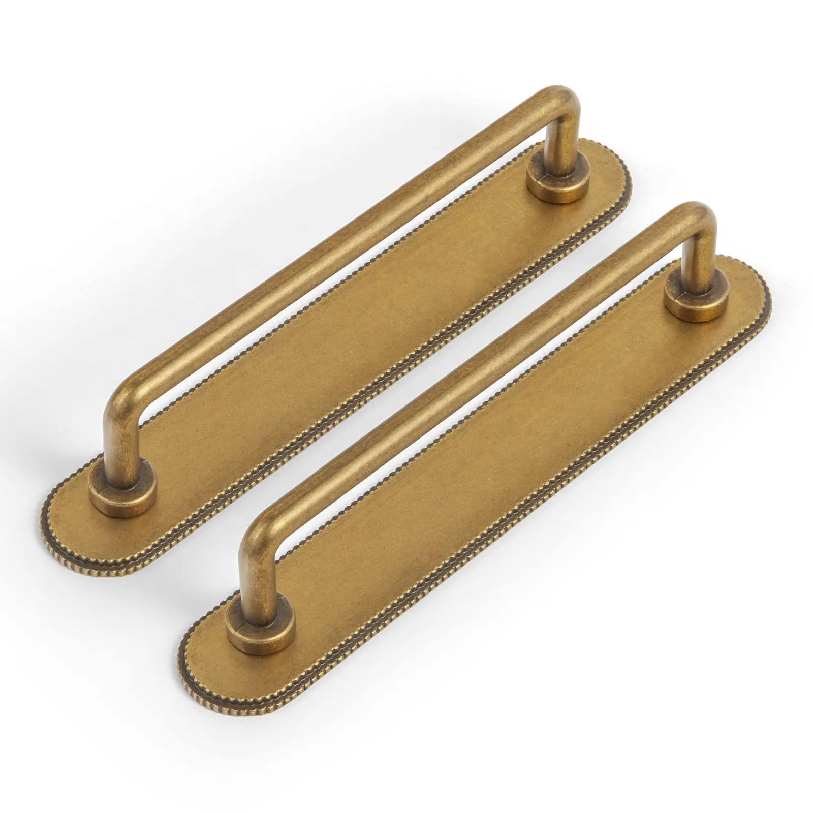 2-Pack Classic Antique Brass Cabinet Pulls with Backplates - Hardware for Restoring or Upgrading Vintage Furniture to Enhance Aesthetic Cohesion