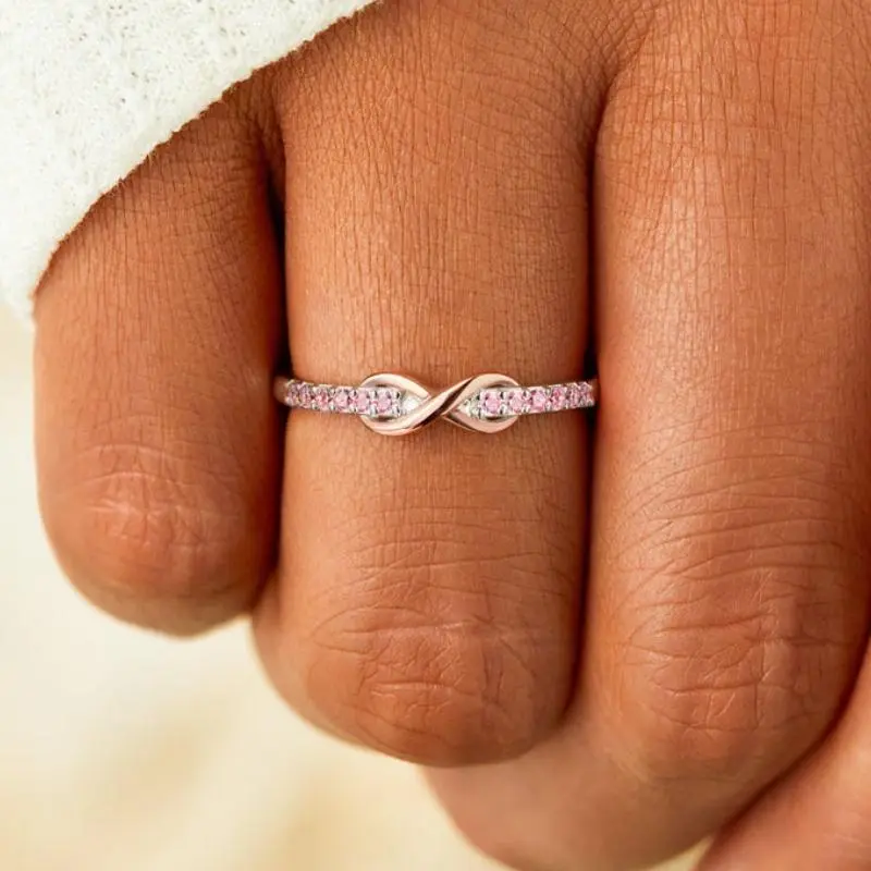 Forever Best Friends Pink Oath Infinity Symbol Ring Set - Best Bitches Pinky Promise White Gold-Plated Rings for Unbreakable Bond Matching Friendship Rings Adjustable Ring