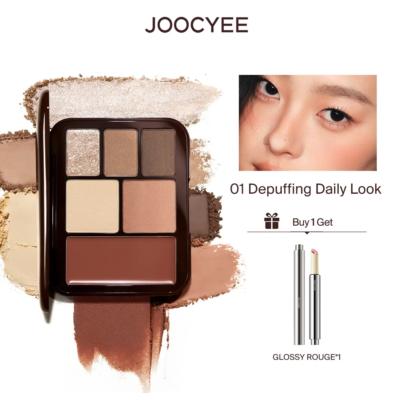 JOOCYEE Lookbook Multi Palette, 5-In-1 Coffee Latte Makeup Palette, Eyeshadow, Contour, Blush & Radiant Shimmer Illuminator, Smooth Texture, Create Smokey Eye & Glowing Makeup, For Daily Beauty, Back to School