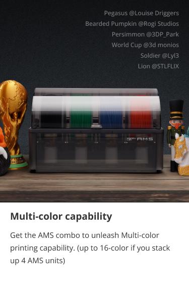 Bambu Lab P1S 3D Printer, P1S Combo (with AMS), Support Up to 16 Colors/Multi Materials, 500mm/s Fast Printing & High Precision, CoreXY & Auto Bed Leveling, Ready-to-Use FDM 3D Printers Large Print Size