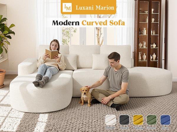 【2 Packages shipping】112" Modular Curved Cloud Couch, Oversized Couches for Living Room, Modern Boneless Sectional Sofa with Deep Seat, Chenille Foam Couch, No Assembly Required, Beige, 1PCS 【2 Packages shipping】112" Modular Curved Cloud Couch, Oversized Couches for Living Room, Modern Boneless Sectional Sofa with Deep Seat, Chenille Foam Couch, No Assembly Required, Beige, 1PCS