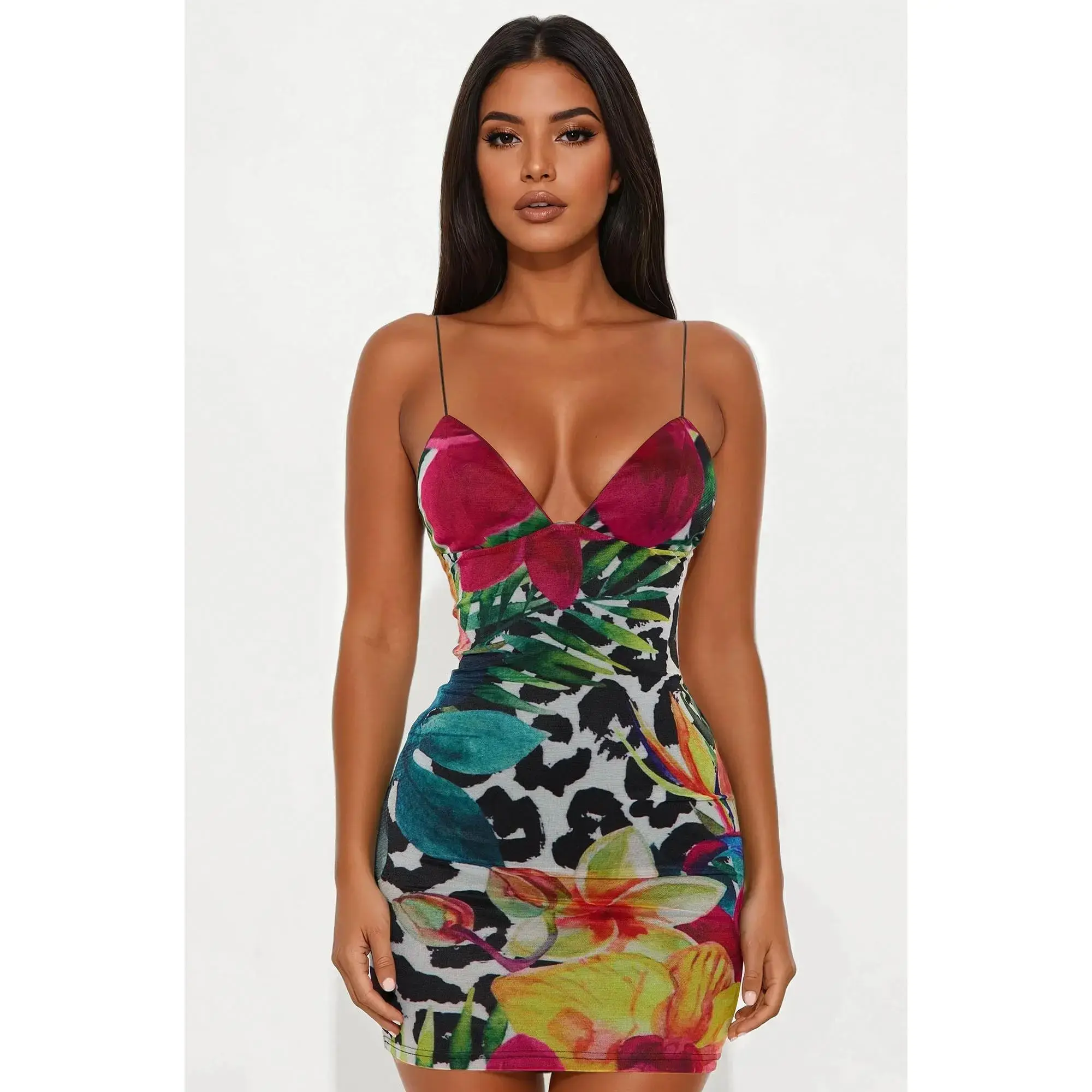Mariposa Printed Mesh Mini Dress - Multi Color